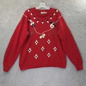 Vintage Lucia Knit Sweater 90s Retro Folk Motif Grandmacore Cottage Women's XL